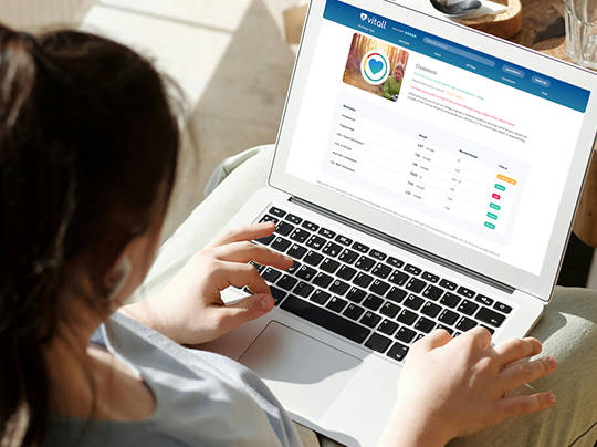 Woman looking at results